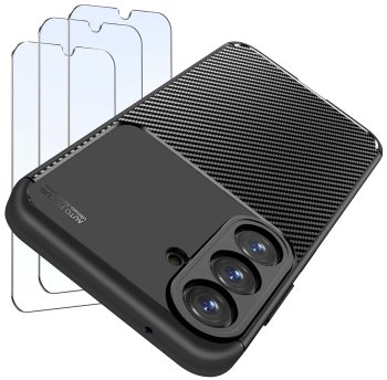 Etui do Samsung Galaxy A16 carbon z zestawem 3 szkieł