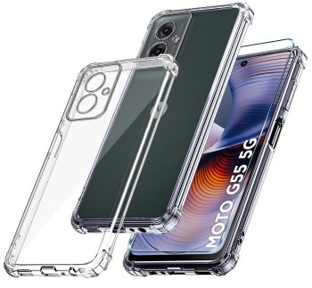 Etui do Motorola Moto G55 5G przeźroczyste ze szkłem