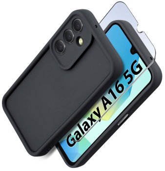 Etui do Samsung Galaxy A16 5G czarne wzmacniane silikonowe ze szkłem