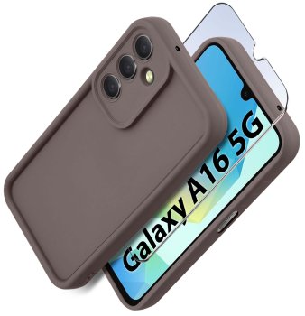 Etui do Samsung Galaxy A16 5G brązowe wzmacniane silikonowe ze szkłem