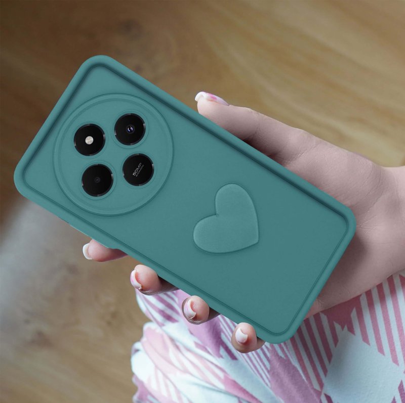 etui-do-xiaomi-redmi-14c-silikonowe-serce-zielone-ze-szklem