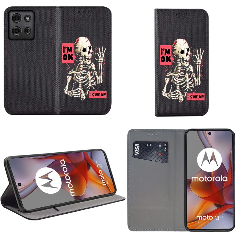 etui-do-motorola-moto-g75-5g-zamykane-malowane-wzor-szkielet-ze-szklem