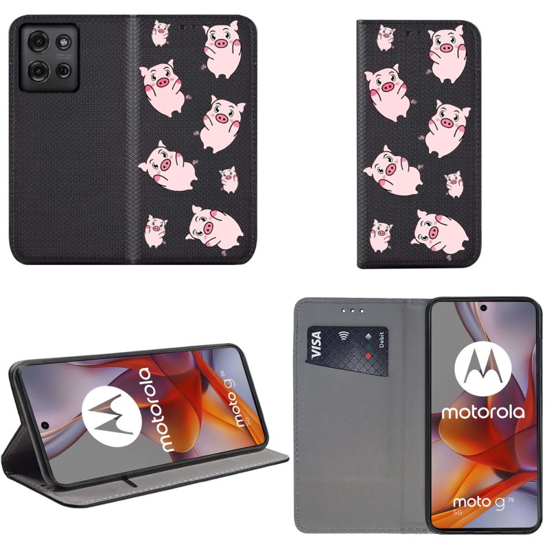 etui-do-motorola-moto-g75-5g-zamykane-malowane-wzor-swinki-ze-szklem