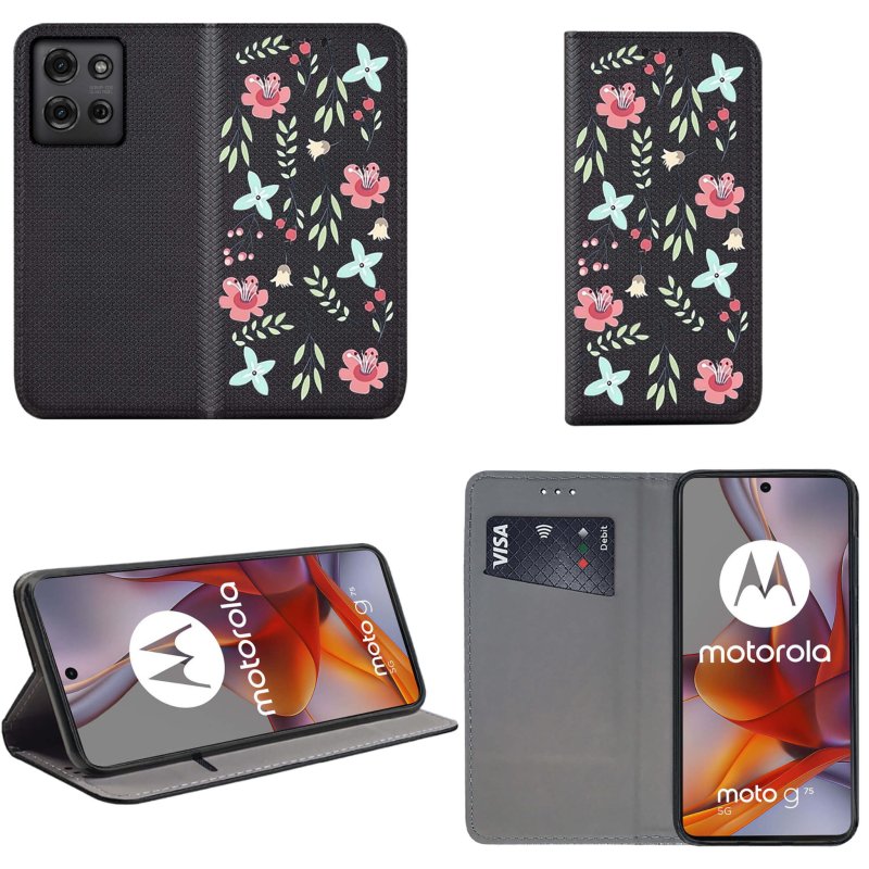 etui-do-motorola-moto-g75-5g-zamykane-malowane-wzor-kwiaty-ze-szklem