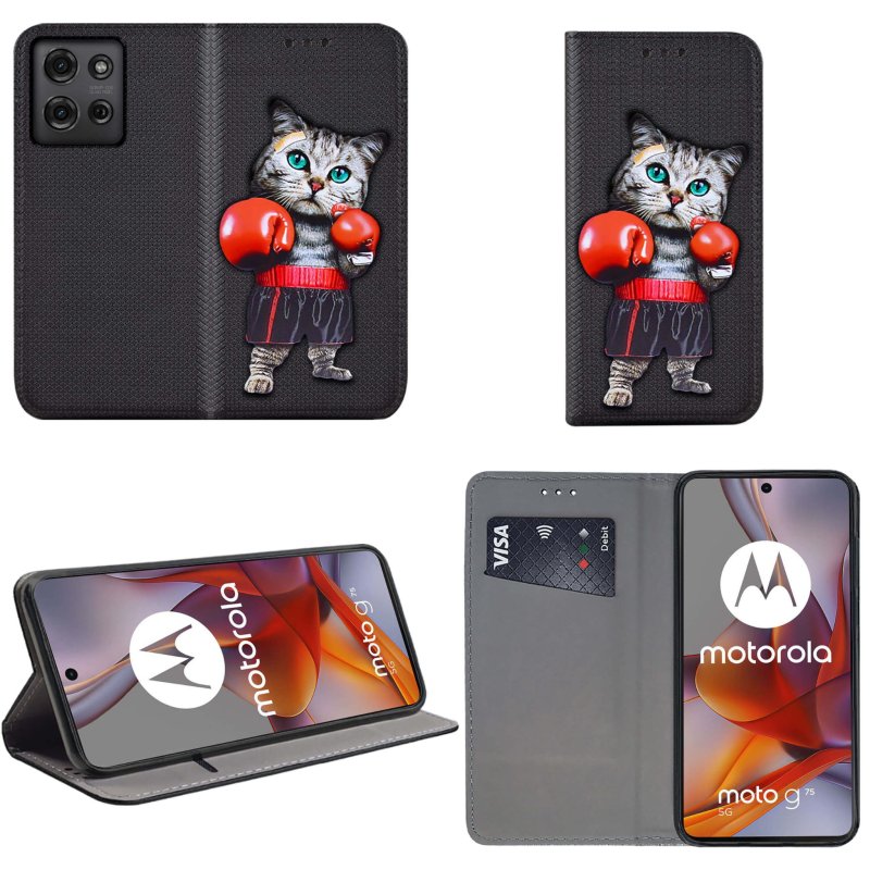 etui-do-motorola-moto-g75-5g-zamykane-malowane-wzor-kot-ze-szklem