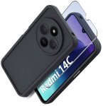 Etui do Xiaomi Redmi 14C czarne wzmacniane silikonowe ze szkłem