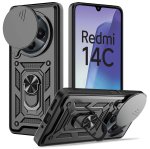Etui do Xiaomi Redmi 14C pancerne ring z osłoną na aparat ze szkłem