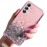 Etui do Samsung Galaxy A16 5G brokat różowe ze szkłem