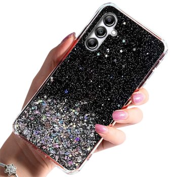 Etui do Samsung Galaxy A16 5G brokat czarne ze szkłem
