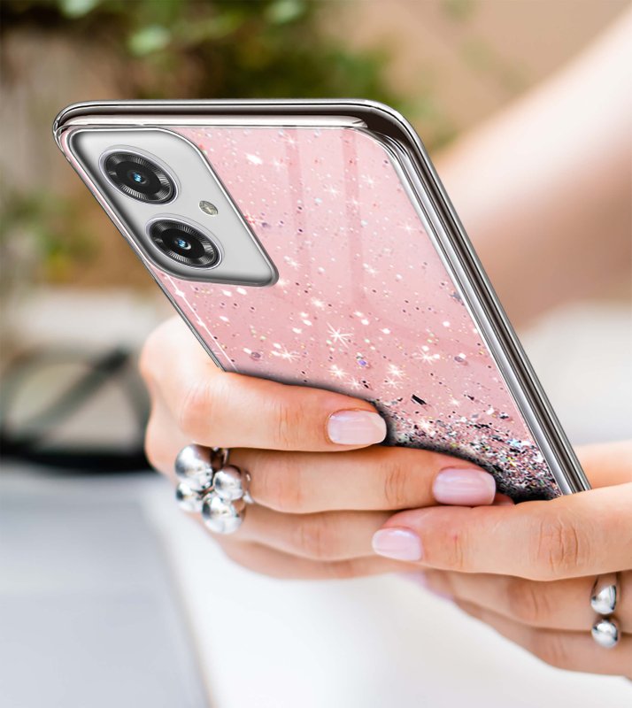 etui-do-motorola-moto-g55-5g-brokat-rozowe-ze-szklem
