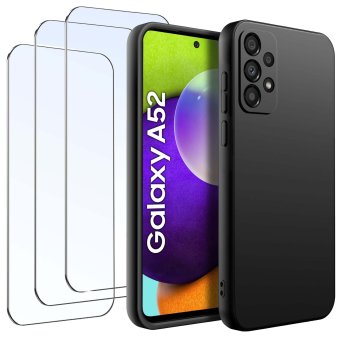 Etui do Samsung Galaxy A52 / A52s 5G czarne matowe z zestawem 3 szkieł