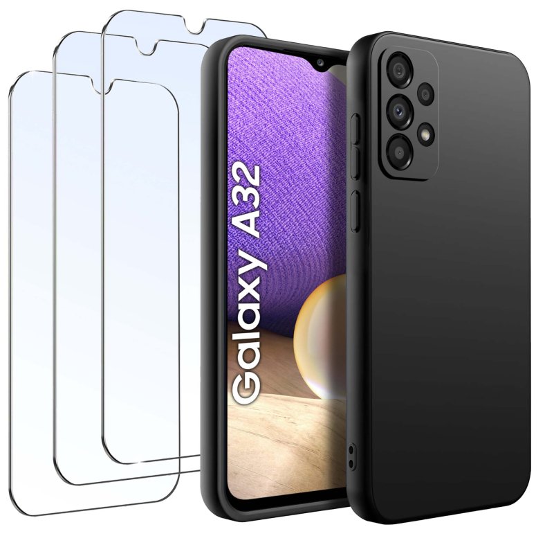 etui-do-samsung-galaxy-a32-4g-czarne-matowe-z-zestawem-3-szkiel