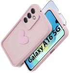 Etui do Samsung Galaxy A16 5G silikonowe serce jasnoróżowe ze szkłem