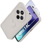 Etui do Xiaomi Redmi 14C silikonowe serce białe ze szkłem
