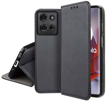 Etui do Motorola Moto G75 5G czarne zamykane ze szkłem