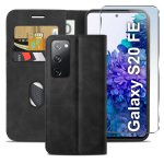 Etui do Samsung Galaxy S20 Fe skórzane Velvet zamykane czarne ze szkłem