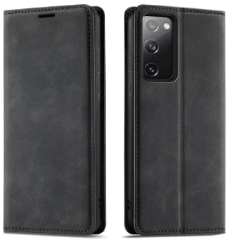 Etui do Samsung Galaxy S20 Fe skórzane Velvet zamykane czarne ze szkłem