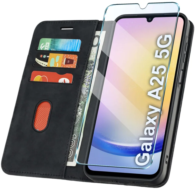 etui-do-samsung-galaxy-a25-5g-z-klapka-velvet-czarne-ze-szklem