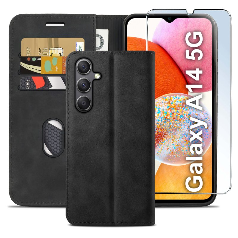 etui-do-samsung-galaxy-a14-5g-z-klapka-velvet-czarne-ze-szklem