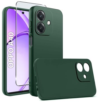 Etui do Oppo A40 / A40M zielone matowe ze szkłem