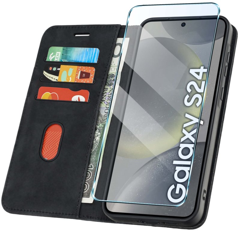 etui-do-samsung-galaxy-s24-z-klapka-velvet-czarne-ze-szklem
