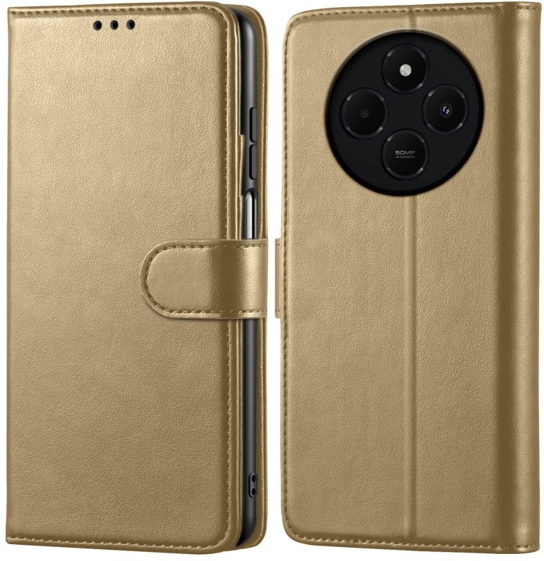 etui-do-xiaomi-redmi-14c-zlote-magnetyczne-z-klapka-ze-szklem