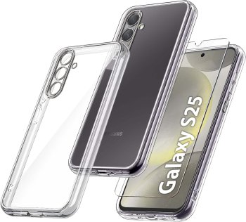 Etui do Samsung Galaxy S25 bezbarwny wzmacniany ze szkłem