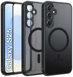 Etui do Samsung Galaxy S25 Magsafe Matt czarne ze szkłem