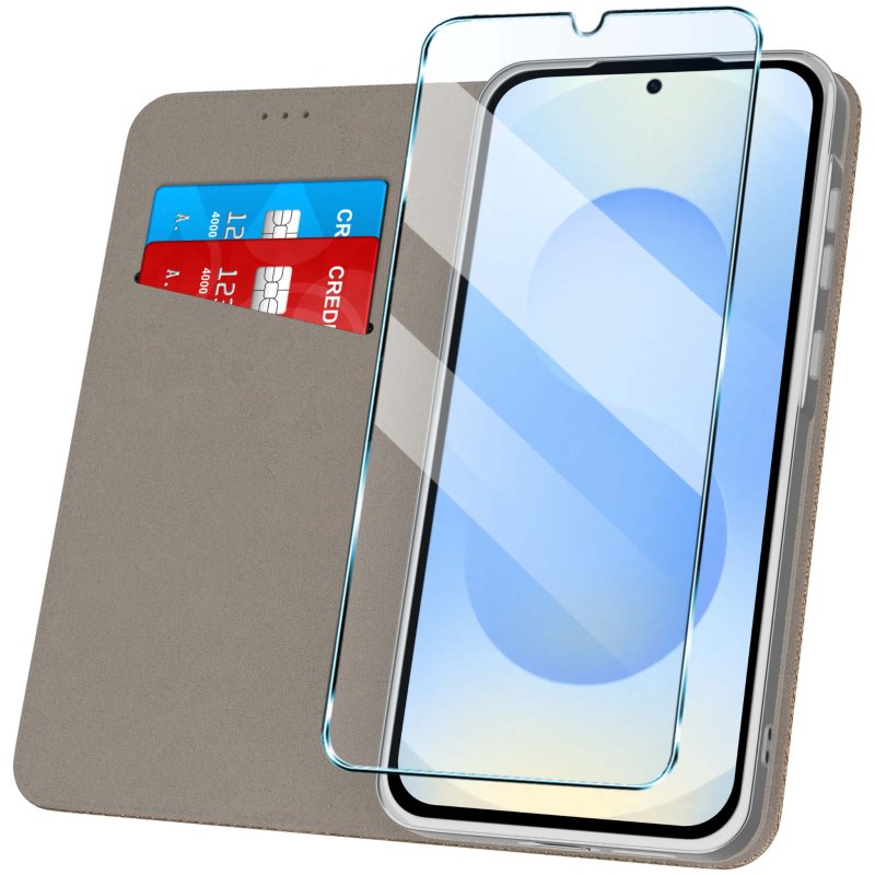 etui-do-samsung-galaxy-s25-zlote-zamykane-ze-szklem