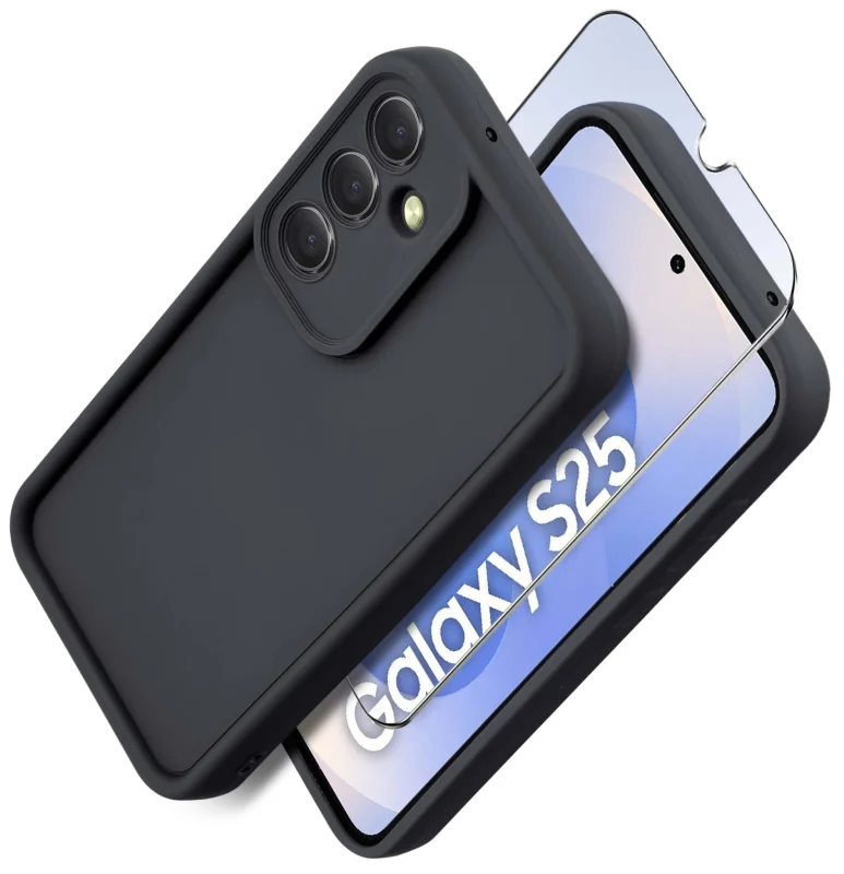 etui-do-samsung-galaxy-s25-czarne-wzmacniane-silikonowe-ze-szklem