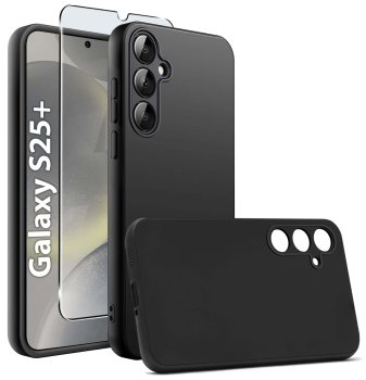 Etui do Samsung Galaxy S25+ Plus czarne matowe ze szkłem