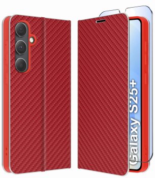 Etui do Samsung Galaxy S25+ Plus czerwone zamykane klasyczne ze szkłem