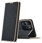 Etui do Xiaomi Redmi Note 14 5G eleganckie zamykane czarne ze szkłem