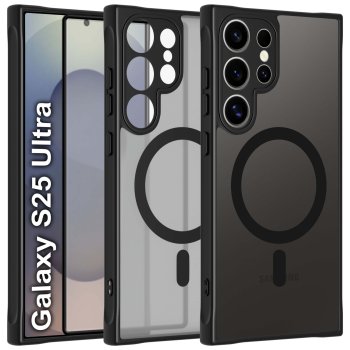 Etui do Samsung Galaxy S25 Ultra Magsafe Matt czarne ze szkłem