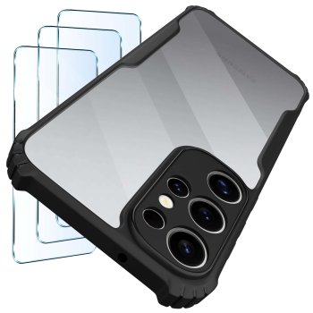 Etui do Samsung Galaxy S25 Ultra przeźroczyste pancerne z zestawem 3 szkieł