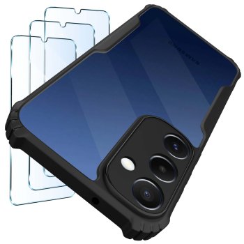 Etui do Samsung Galaxy S25 przeźroczyste pancerne z zestawem 3 szkieł