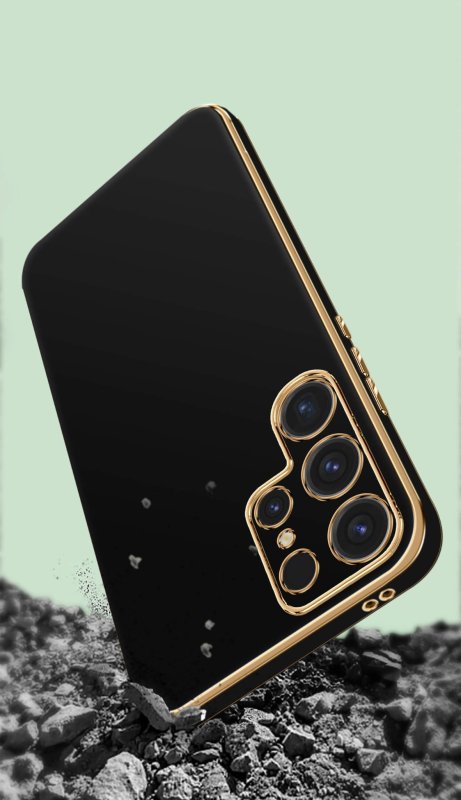 etui-do-samsung-galaxy-s25-ultra-ze-zlota-ramka-czarne-ze-szklem