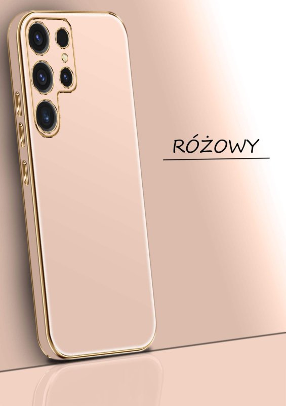 etui-do-samsung-galaxy-s25-ultra-ze-zlota-ramka-rozowe-ze-szklem