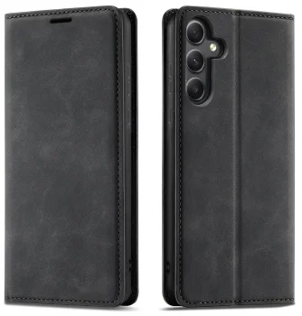 Etui do Samsung Galaxy A34 5G skórzane Velvet zamykane czarne ze szkłem