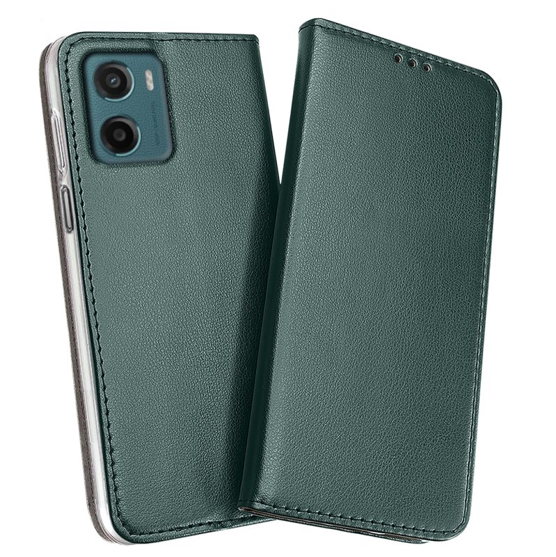 etui-do-motorola-moto-g15-power-zielone-magnetyczne-zamykane-ze-szklem