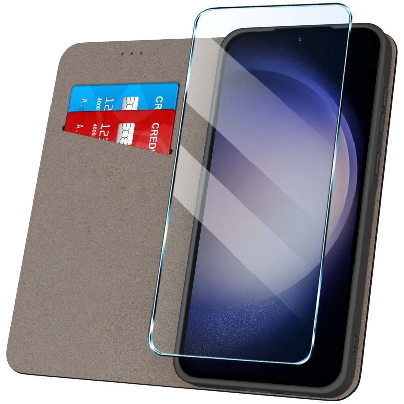 etui-do-samsung-galaxy-s23-czarne-zamykane-ze-szklem