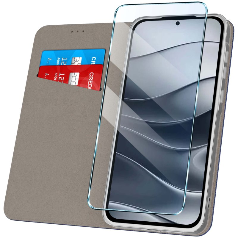 etui-do-xiaomi-redmi-note-14-5g-granatowe-zamykane-ze-szklem