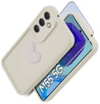 Etui do Samsung Galaxy M55 5G silikonowe serce białe ze szkłem