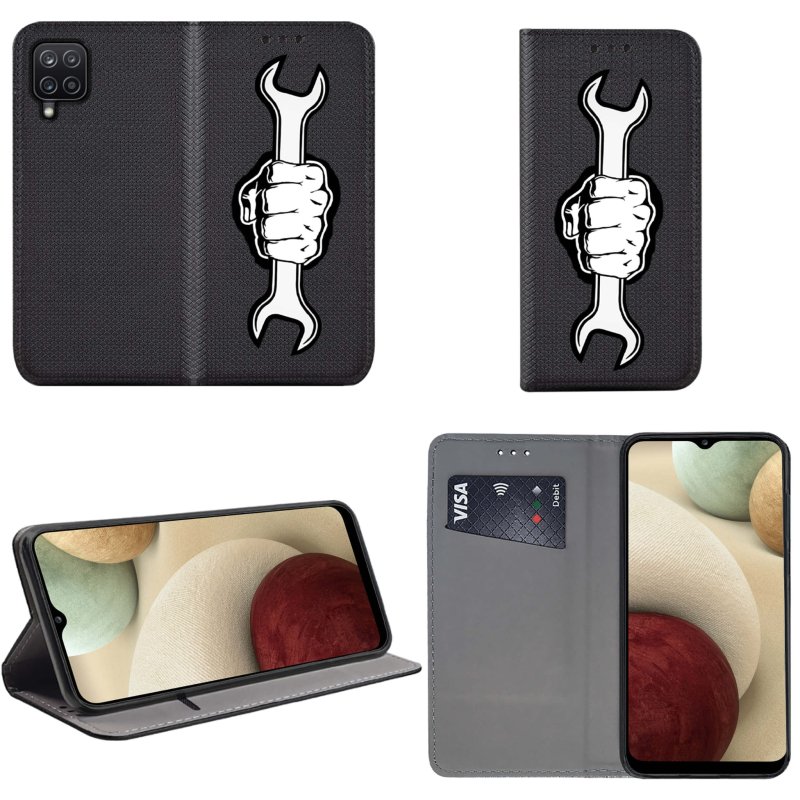 etui-na-samsung-galaxy-a12-m12-z-klapką-malowane-wzor-meski-szklo-hartowane