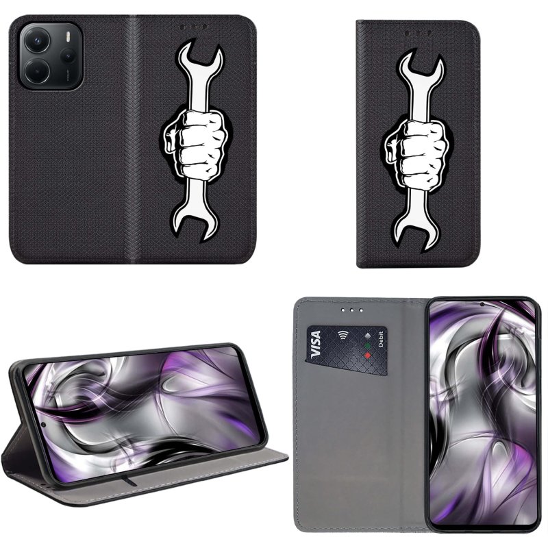 etui-na-xiaomi-redmi-note-14-5g-z-klapką-malowane-wzor-meski-szklo-hartowane