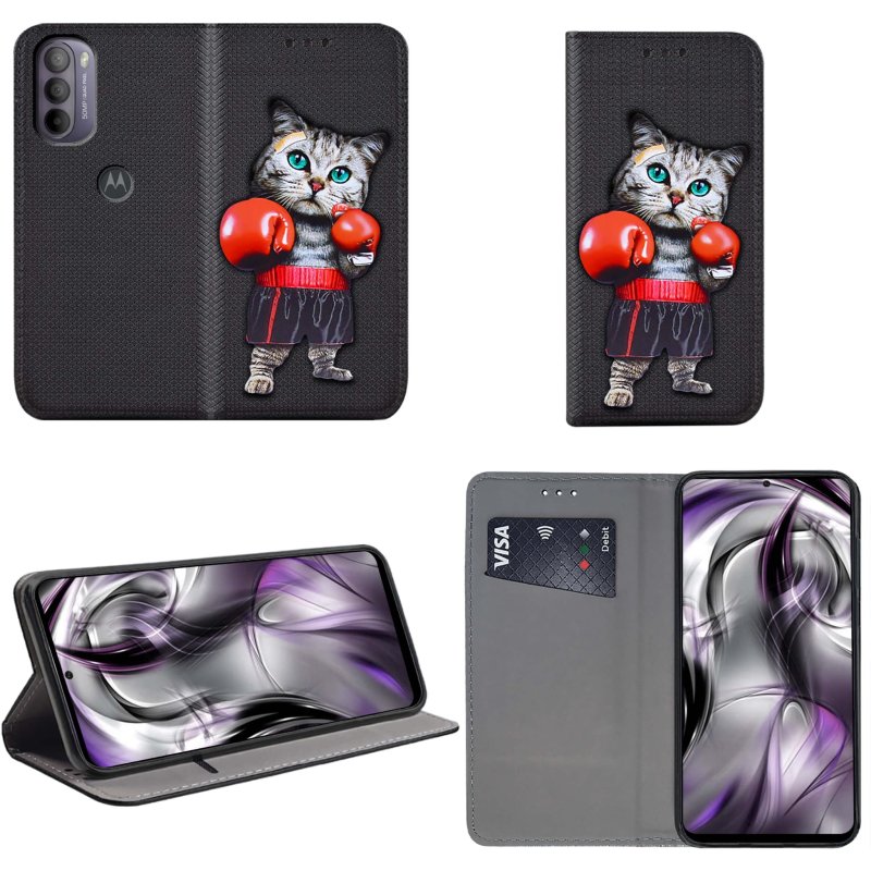 etui-na-motorola-moto-g31-g41-z-klapką-malowane-wzor-z-kotem-szklo-hartowane