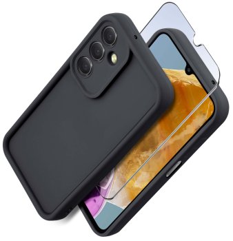 Etui do Samsung Galaxy M15 5G czarne wzmacniane silikonowe ze szkłem