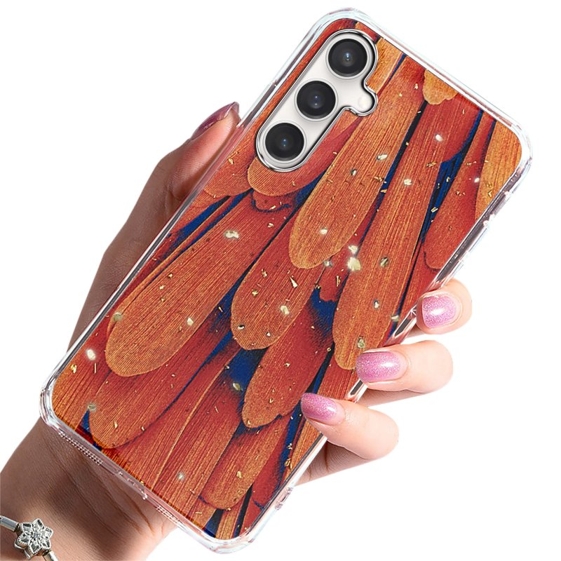 etui-do-samsung-galaxy-m15-5g-glamour-pomaranczowe-ze-szklem