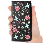 Etui do Motorola Moto G05 / E15 / G15 zamykane malowane wzór kwiatki ze szkłem