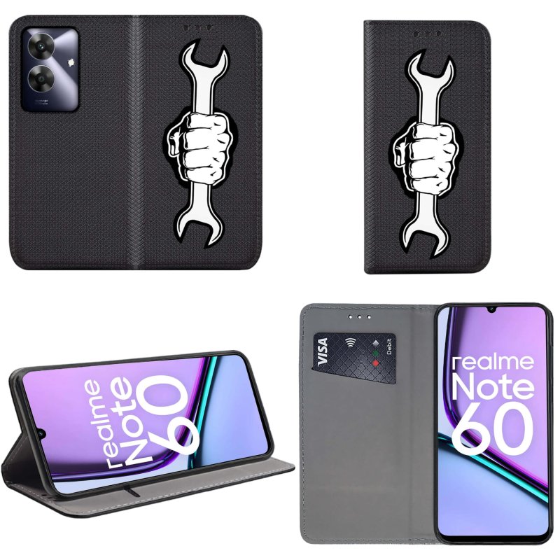 stylowe-etui-z-klapką-do-realme-note-60-ze-szkłem-hartowanym